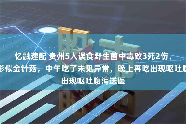 忆融速配 贵州5人误食野生菌中毒致3死2伤，亲属：形似金针菇，中午吃了未见异常，晚上再吃出现呕吐腹泻送医